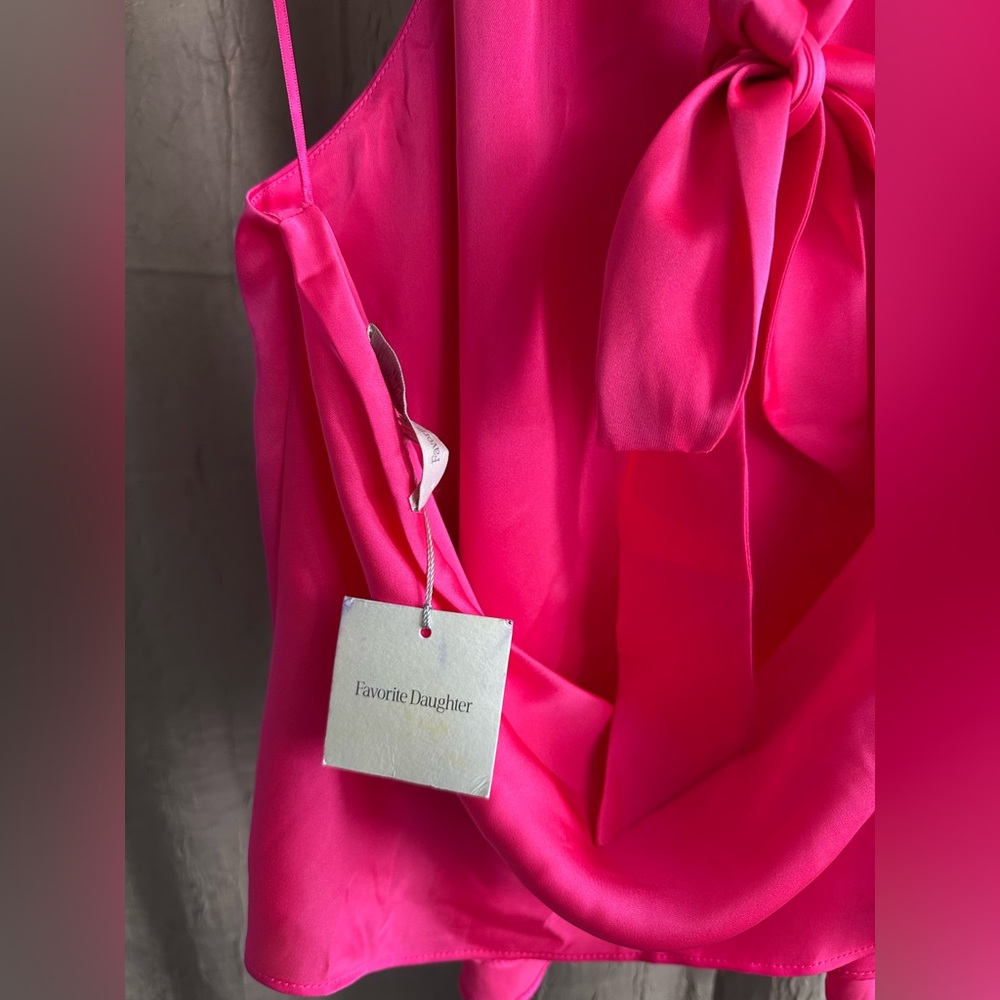 Favorite Daughter peacock pink bow tie halter neck open back top - Picture 5 of 8